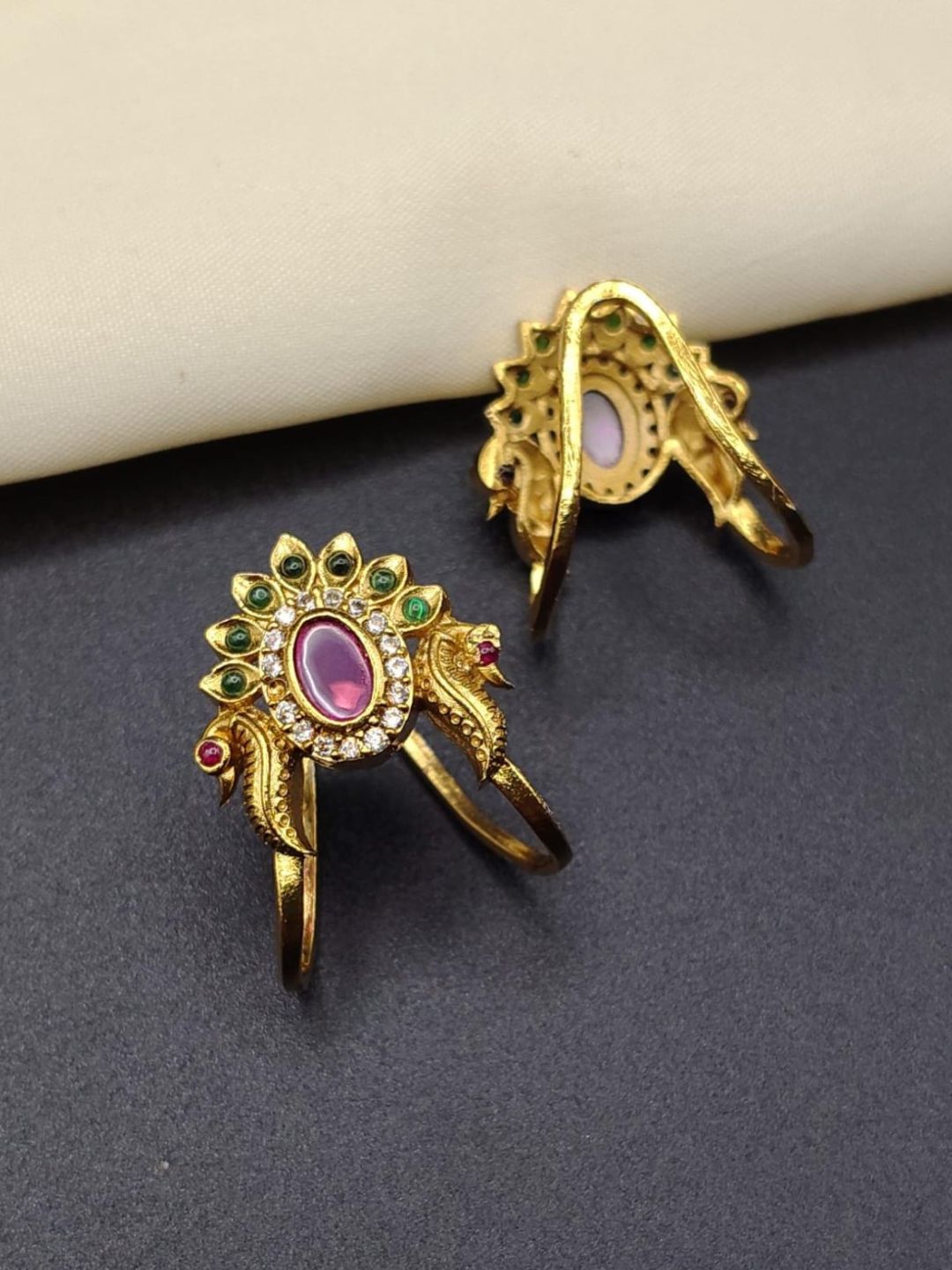 Ishhaara Heritage Ruby Peacock Ring