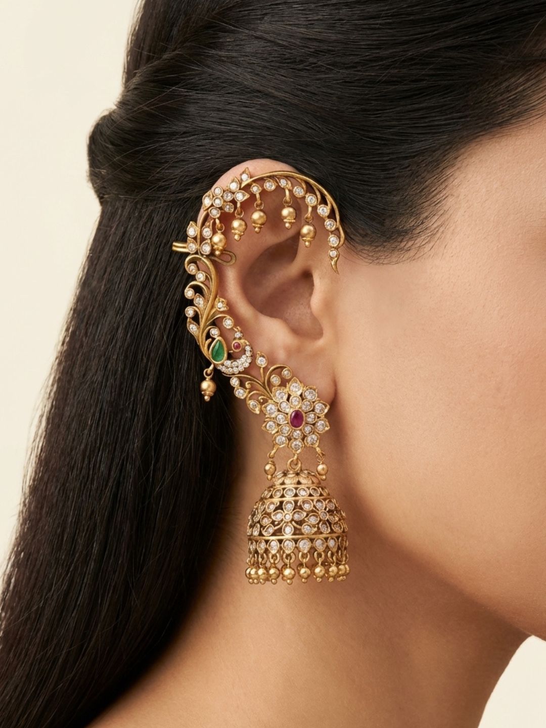 Ishhaara Heritage Temple Earcuff Jhumka