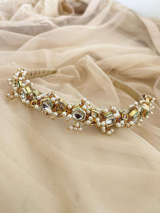 Ishhaara Hexagon Kundan Beaded Hair Band