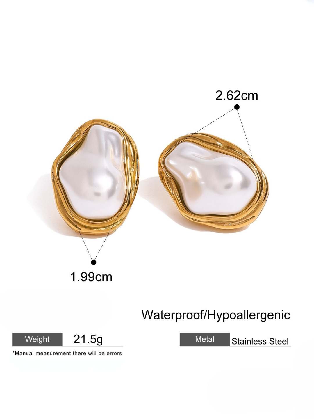 Ishhaara High Quality Baroque Pearl 18K Golden Polish Earring