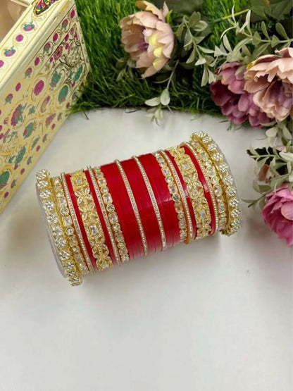 Ishhaara High Quality Kundan Flower Stones Studded Punjabi Chooda