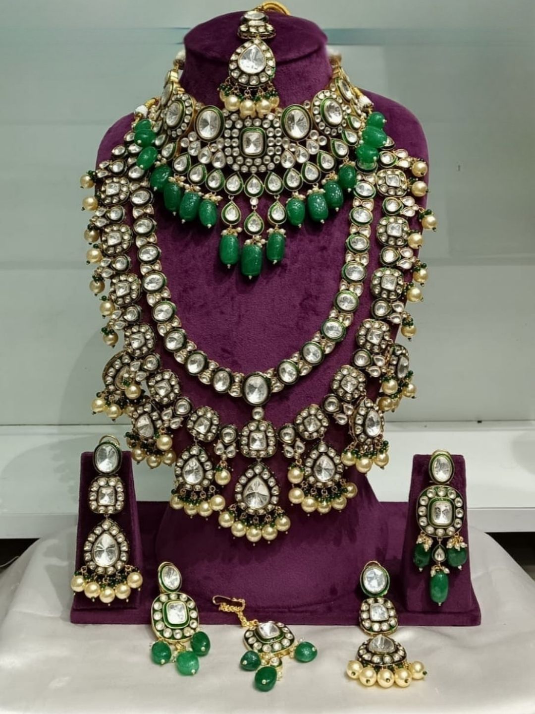 Ishhaara High Quality Polki Kundan Bridal Combo Set