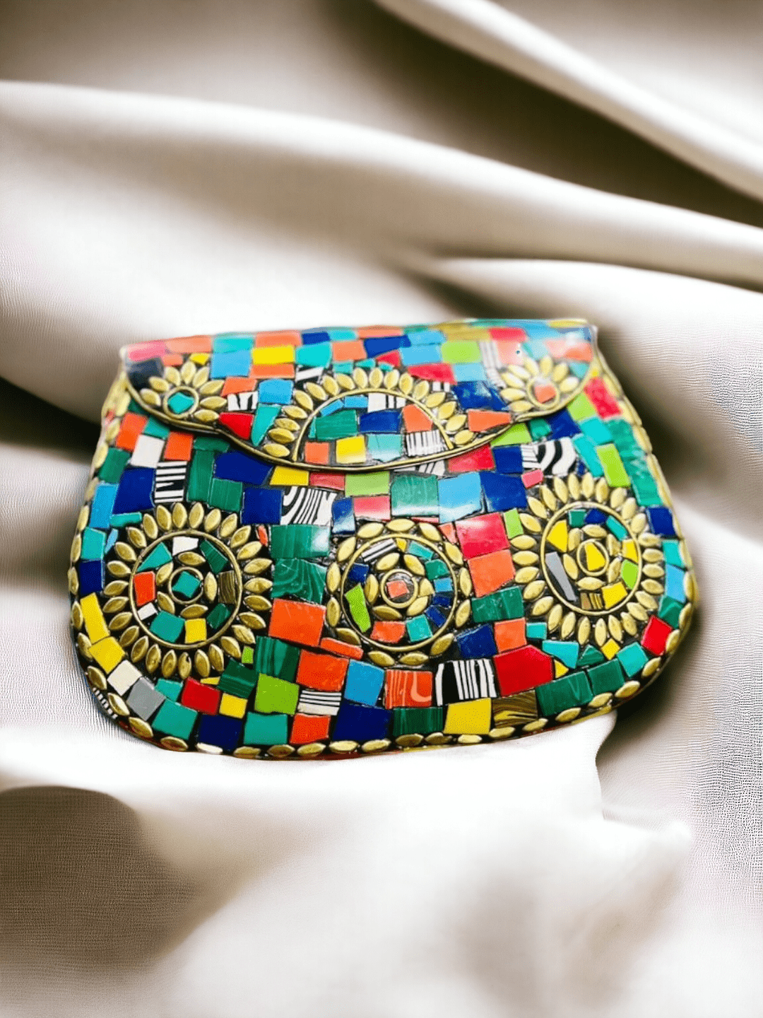 Ishhaara Himalayan Handmade Tibetan Vintage Mosaic Clutch