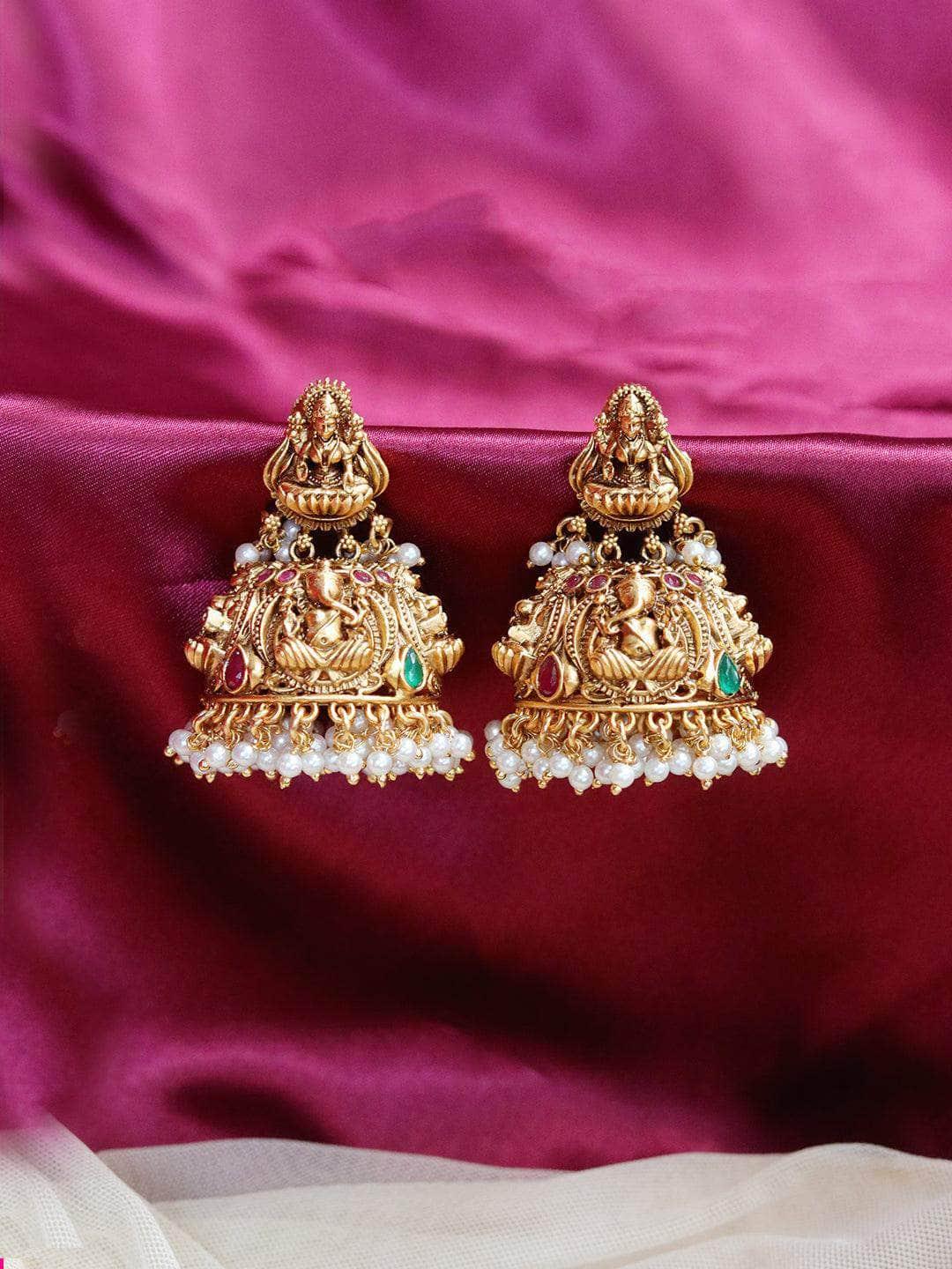 Ishhaara Huge Ganesh Original Kempu Jhumka