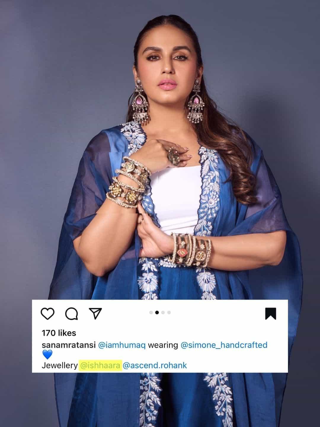Ishhaara Huma Qureshi In Kundan And Pearl Studded Oxidized Bracelet