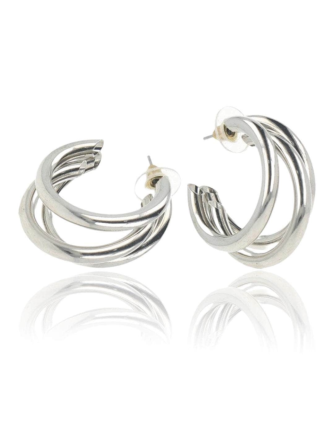 Ishhaara Huma Qureshi In Triple Hoop Earrings - Silver