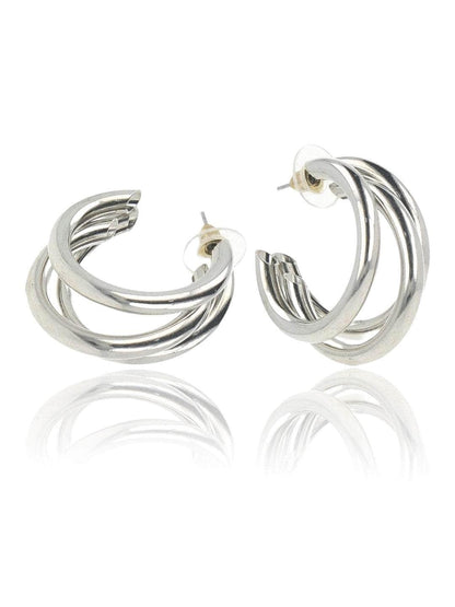 Ishhaara Huma Qureshi In Triple Hoop Earrings Silver