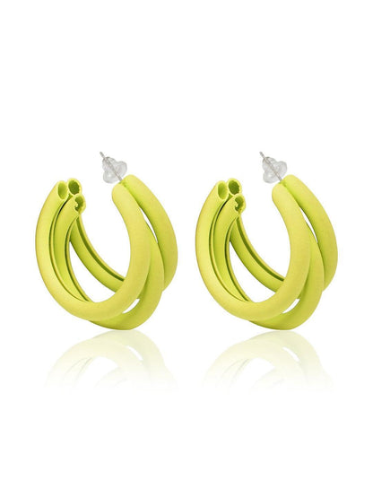 Ishhaara Huma Qureshi In Triple Hoop Earrings Yellow
