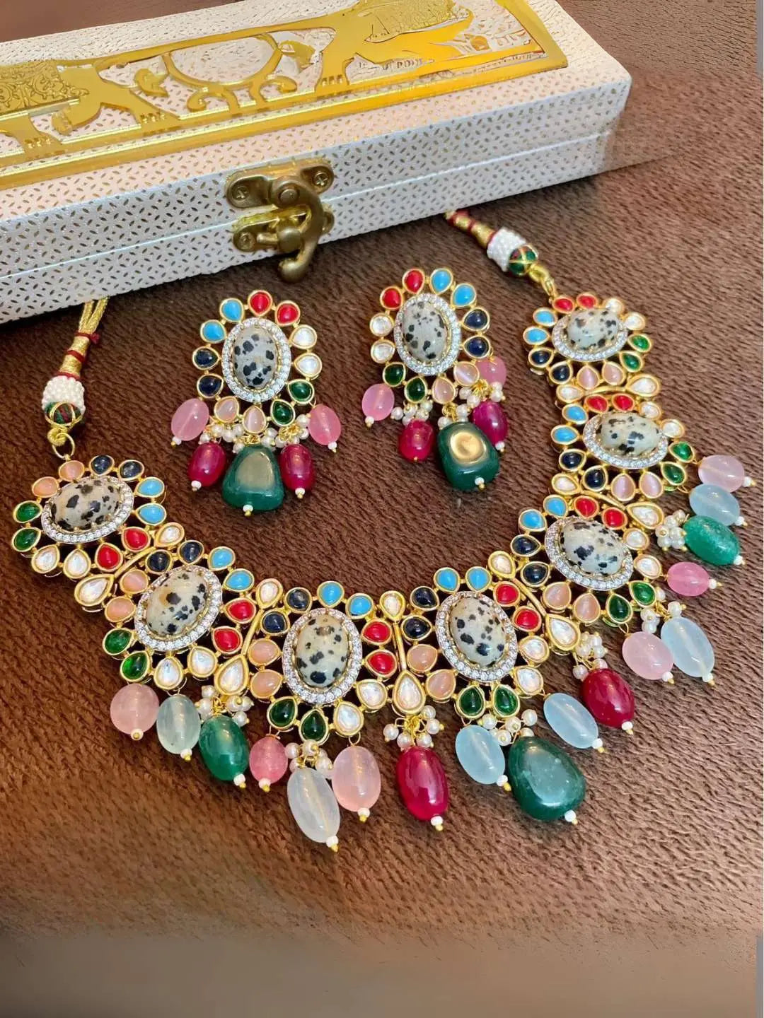 Ishhaara Indowestern Multicolored Stone Studded Necklace