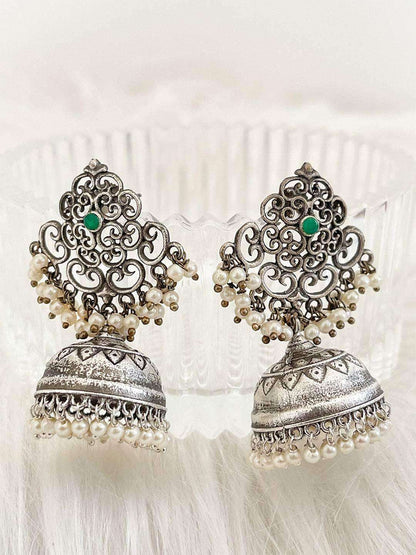 Ishhaara Intricate Designed Oxidized Jhumka