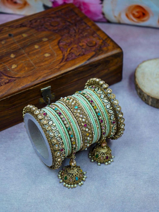 Ishhaara Intricate Dual Colour Pastel Bridal Bangle Set