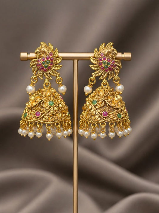 Ishhaara Intricated Ethnic Temple Jhumka