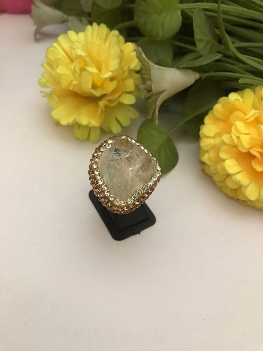 Ishhaara Irregular Citrine Open Ring