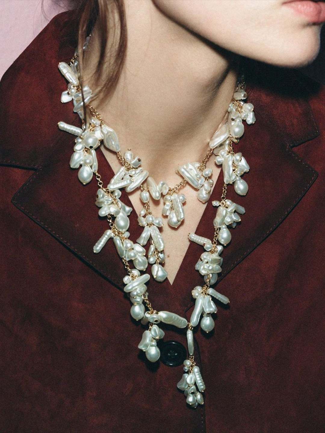 Ishhaara Irregular Pearl Necklace Stack Set