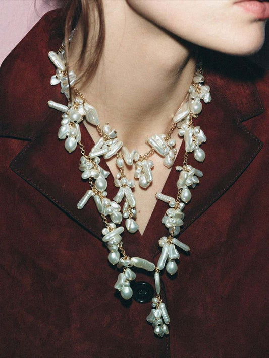 Ishhaara Irregular Pearl Necklace Stack Set