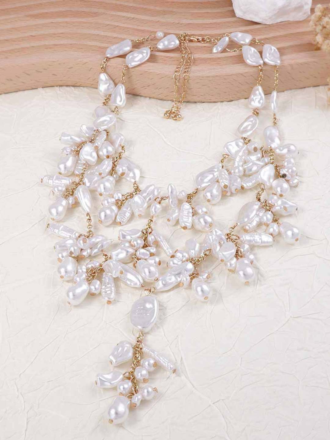 Ishhaara Irregular Pearl Necklace Stack Set