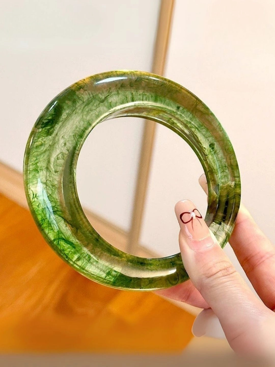 Ishhaara Irregular Resin Green Bangle