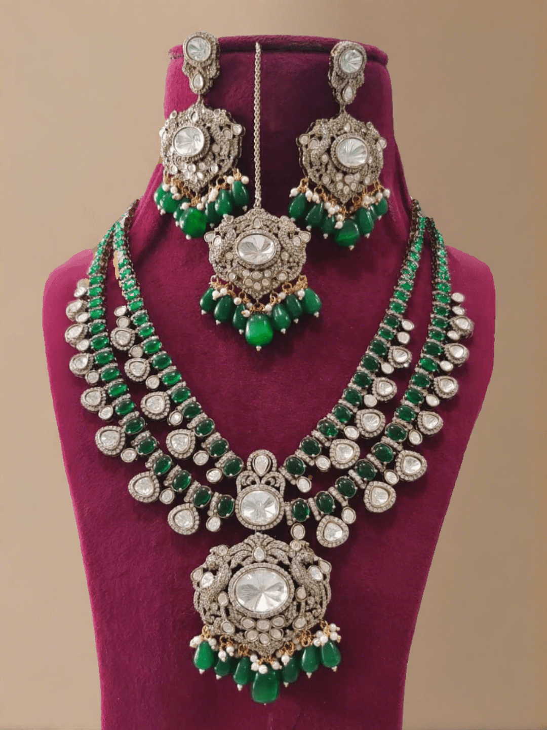 Ishhaara Isha Ambani Inspired Long Emerald Necklace