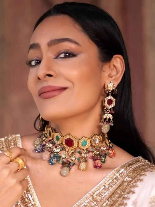 Ishhaara Ishita Mangal In Our Multi Color Navratna Stone Choker Set