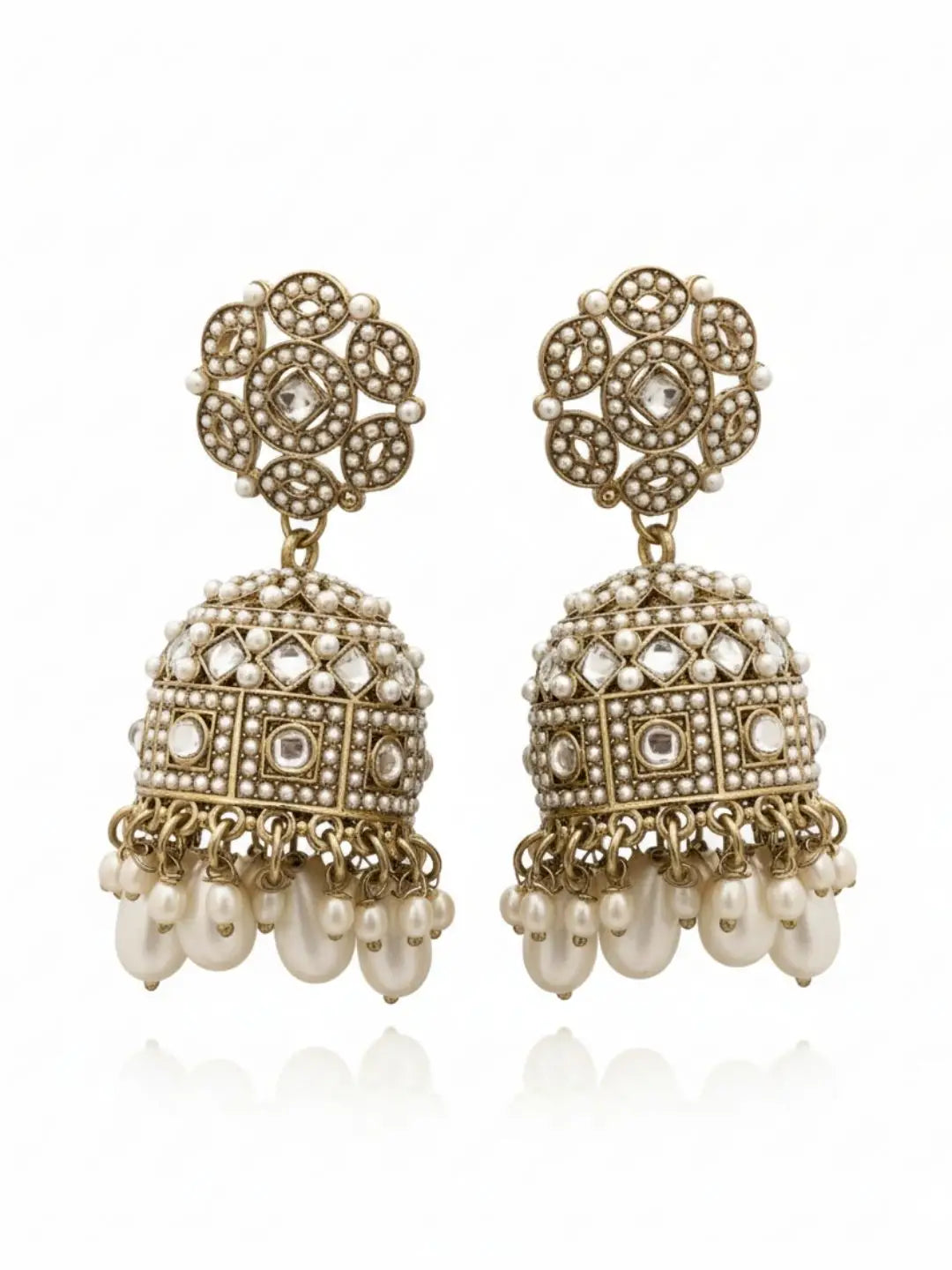 Ishhaara Ivory Pearl Kundan Jhumki
