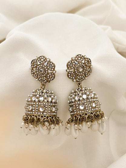 Ishhaara Ivory Pearl Kundan Jhumki