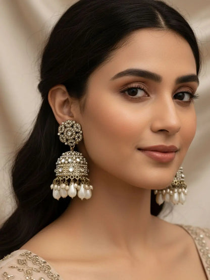 Ishhaara Ivory Pearl Kundan Jhumki