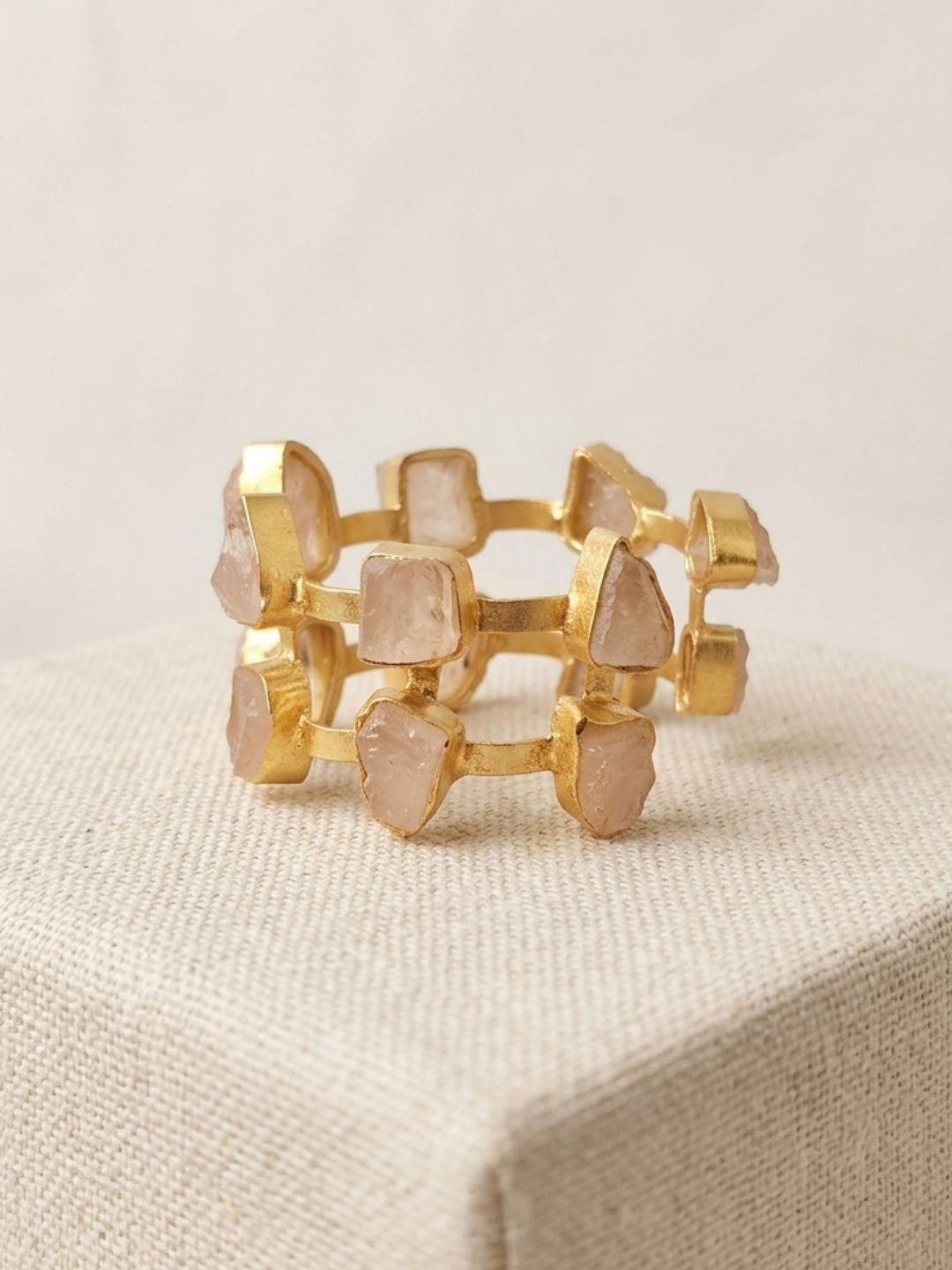 Ishhaara Ivory Stone Studded Statement Bracelet