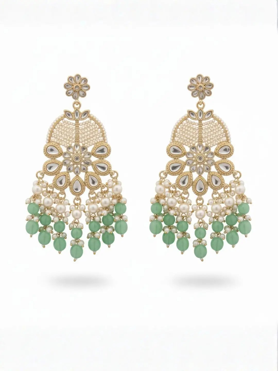 Ishhaara Ivory White Statement Kundan Earrings