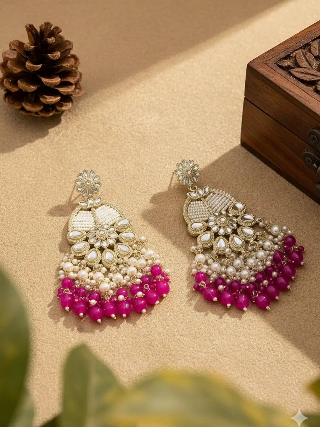 Ishhaara Ivory White Statement Kundan Earrings