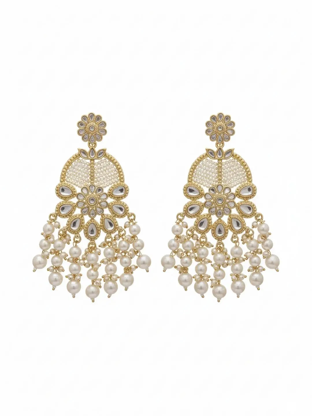 Ishhaara Ivory White Statement Kundan Earrings