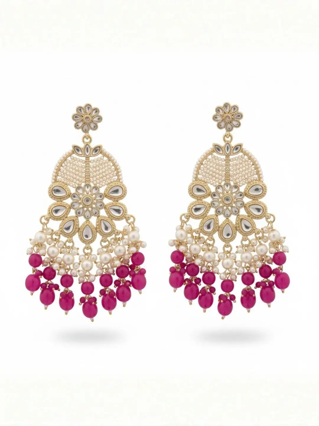 Ishhaara Ivory White Statement Kundan Earrings