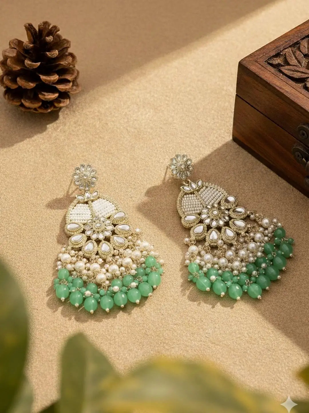 Ishhaara Ivory White Statement Kundan Earrings