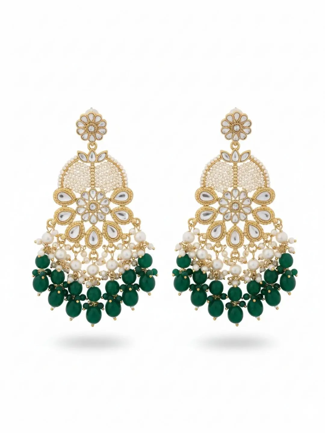 Ishhaara Ivory White Statement Kundan Earrings