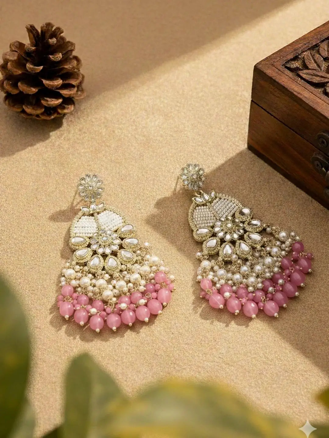 Ishhaara Ivory White Statement Kundan Earrings