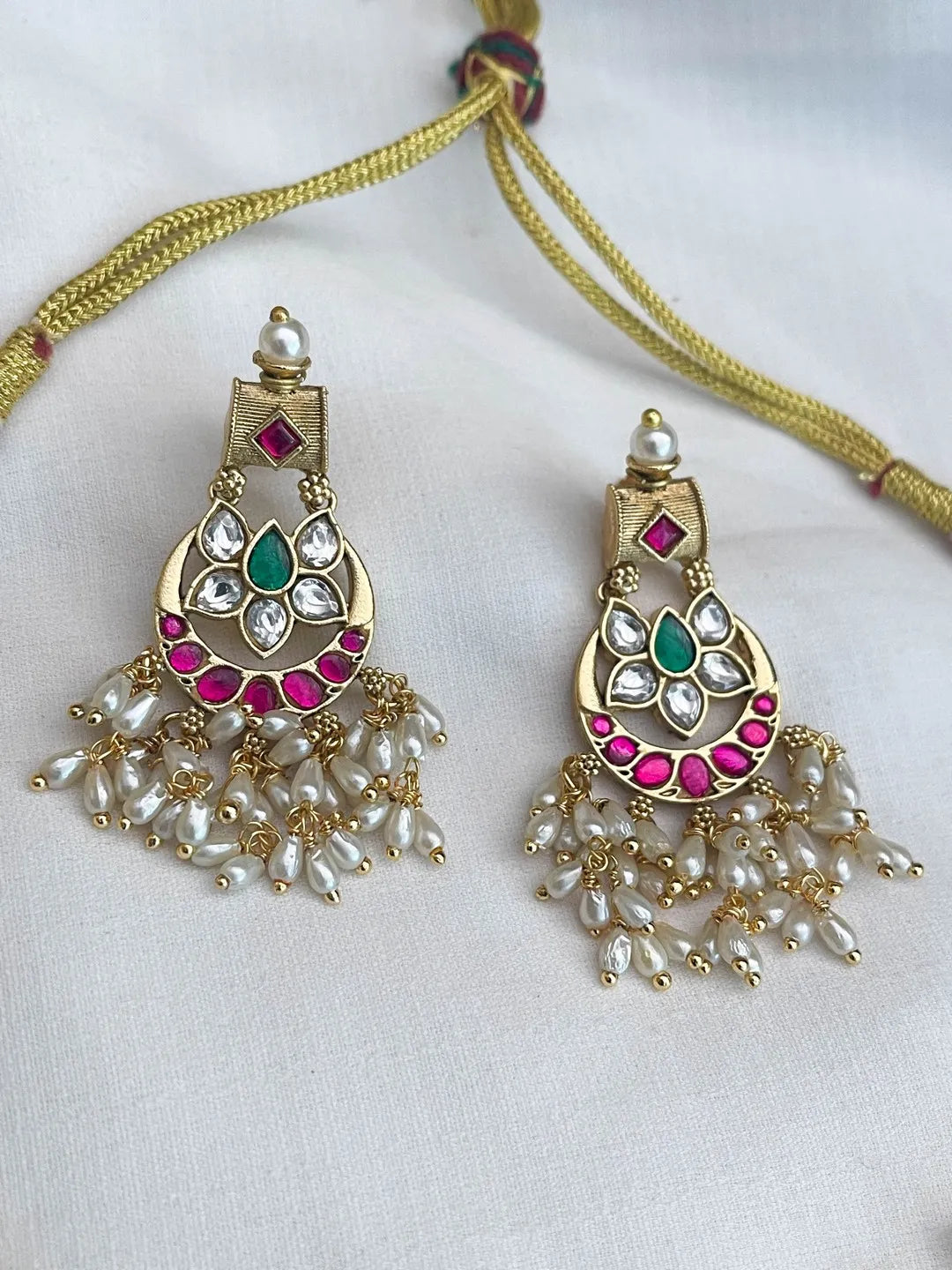 Ishhaara Jadau Bridal Rice Pearls Guttapusalu Choker Necklace