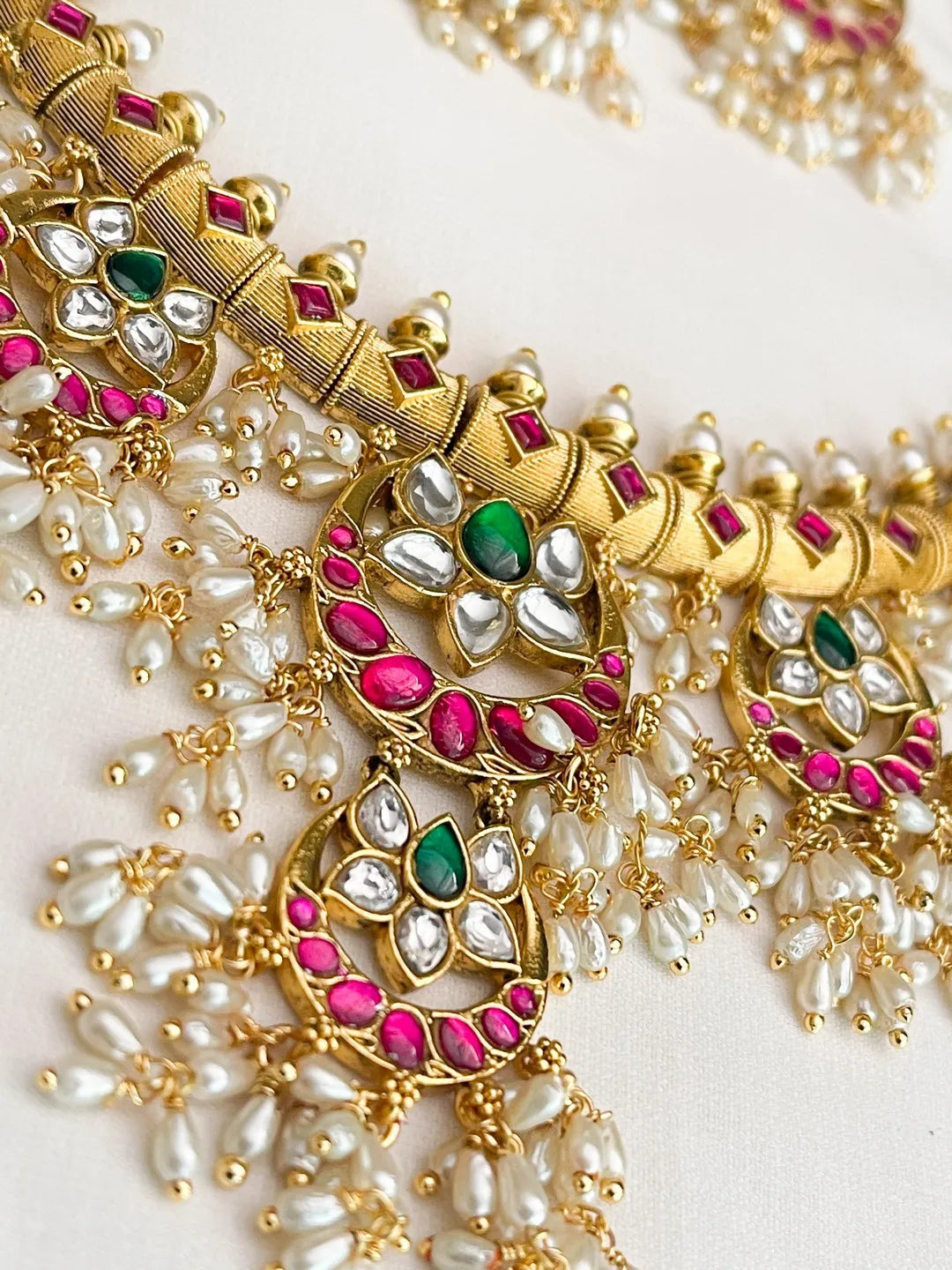 Ishhaara Jadau Bridal Rice Pearls Guttapusalu Choker Necklace