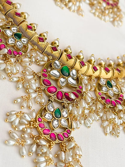 Ishhaara Jadau Bridal Rice Pearls Guttapusalu Choker Necklace