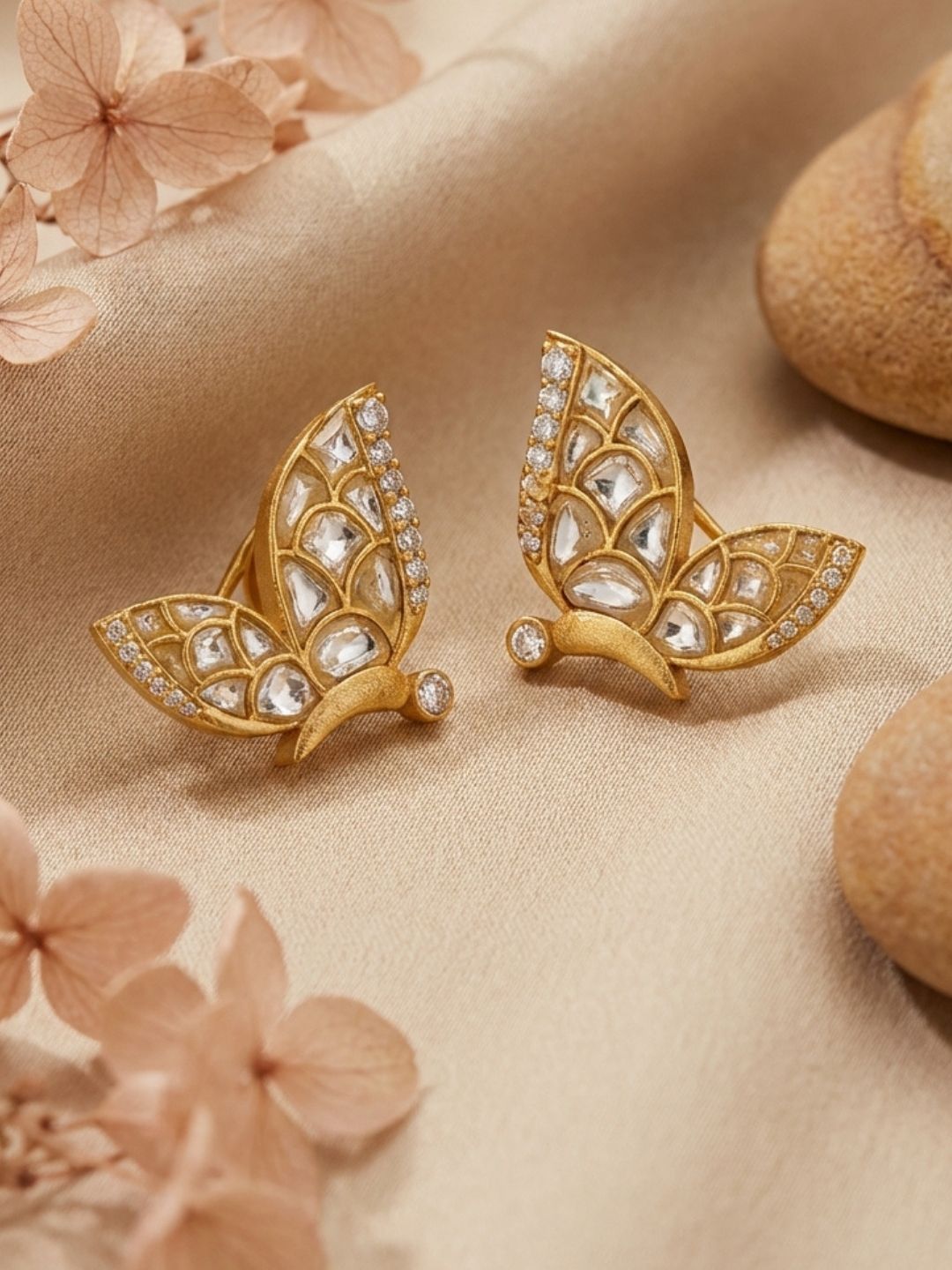 Ishhaara Jadau Butterfly Screw Earrings