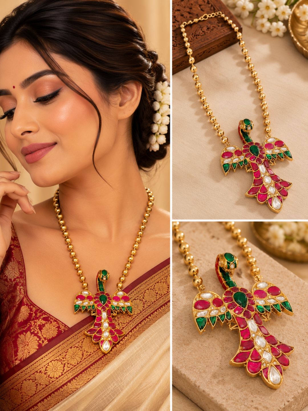Ishhaara Jadau Gandaberunda Necklace