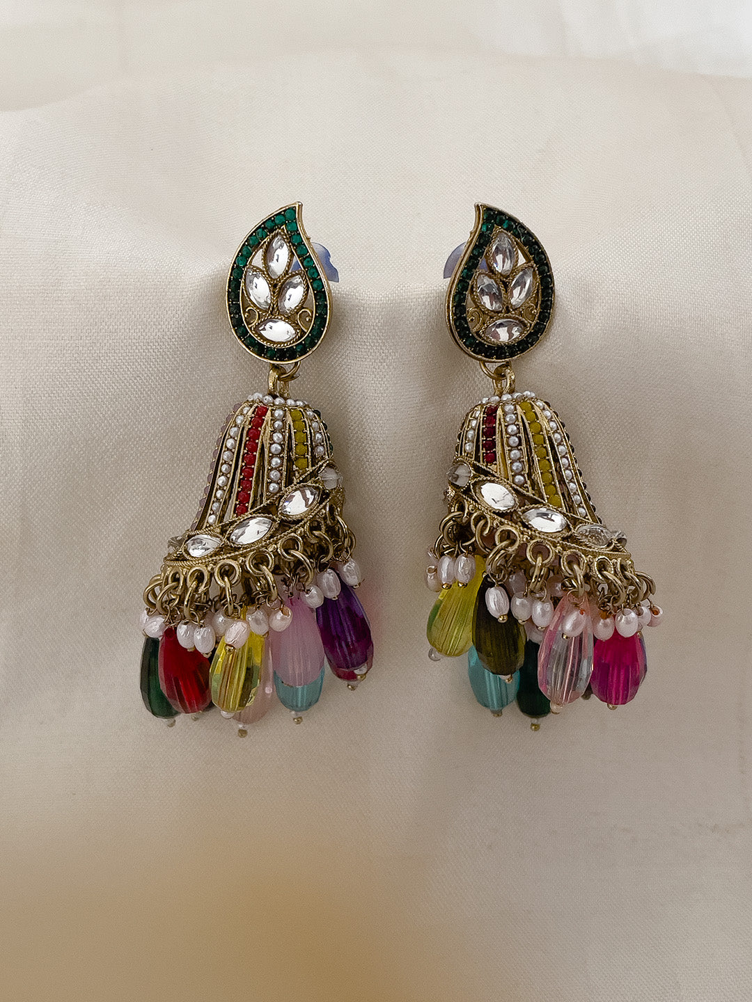 Ishhaara Jadau Jhumka Earring With Pearl Work