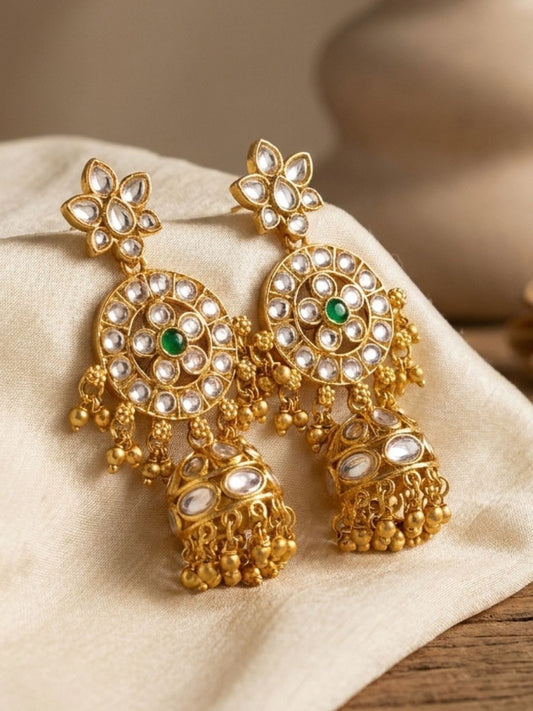Ishhaara Jadau Kemp Stone Studded Pearl Earring
