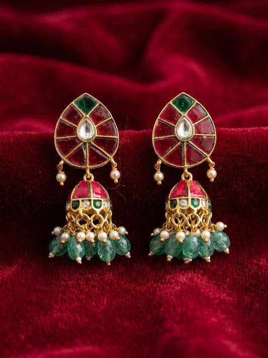 Ishhaara Jadau Kundan Floral Jhumka Earrings