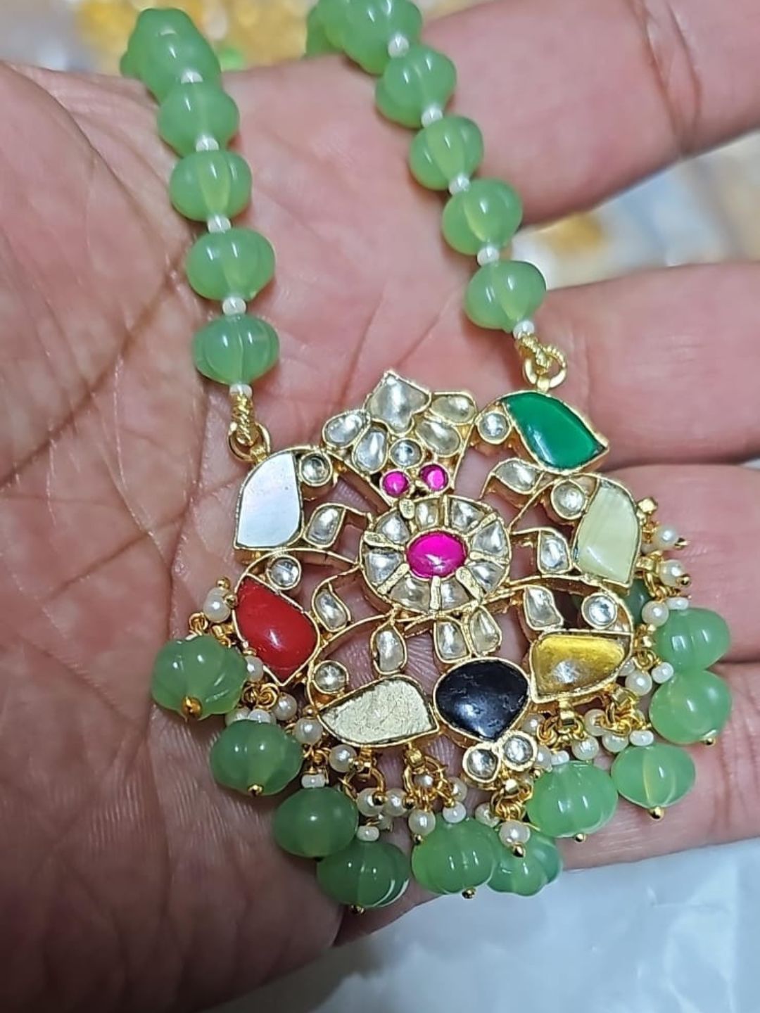 Ishhaara Jadau Kundan Flower Pendant Necklace