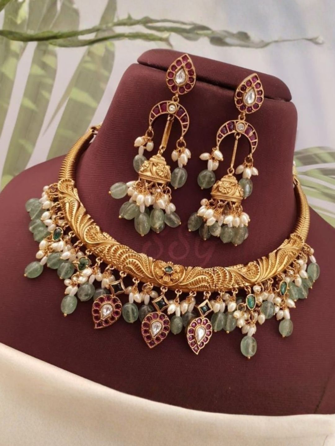 Ishhaara Jadau Kundan Gold Plated Beads Necklace
