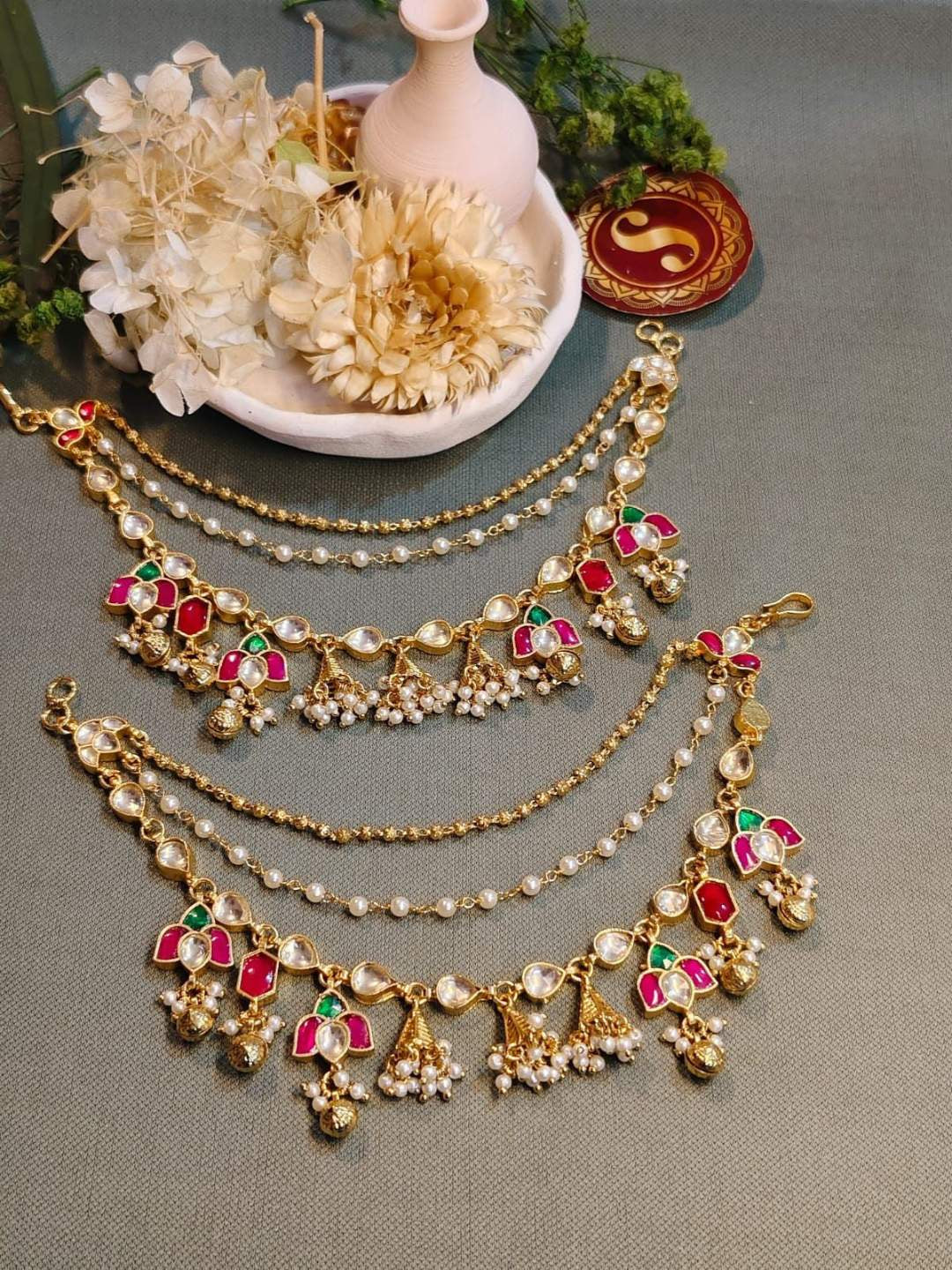 Ishhaara Jadau Kundan Leaf Ear Chain