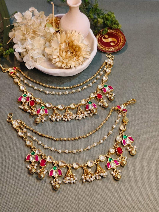 Ishhaara Jadau Kundan Leaf Ear Chain