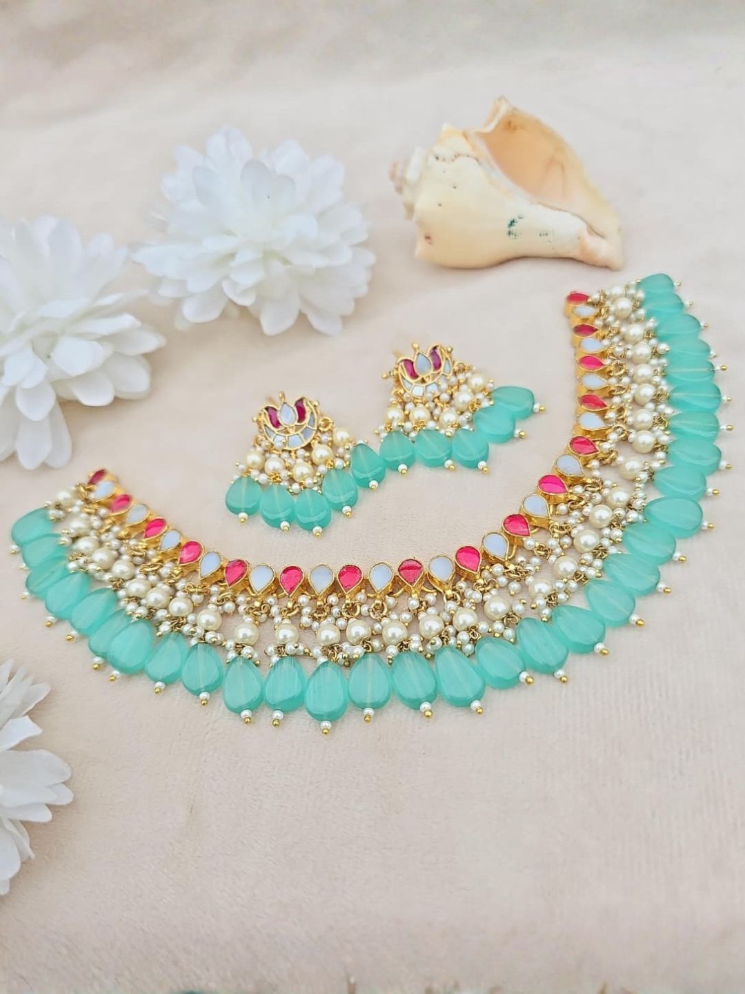 Ishhaara Jadau Kundan Pastel Beaded Choker
