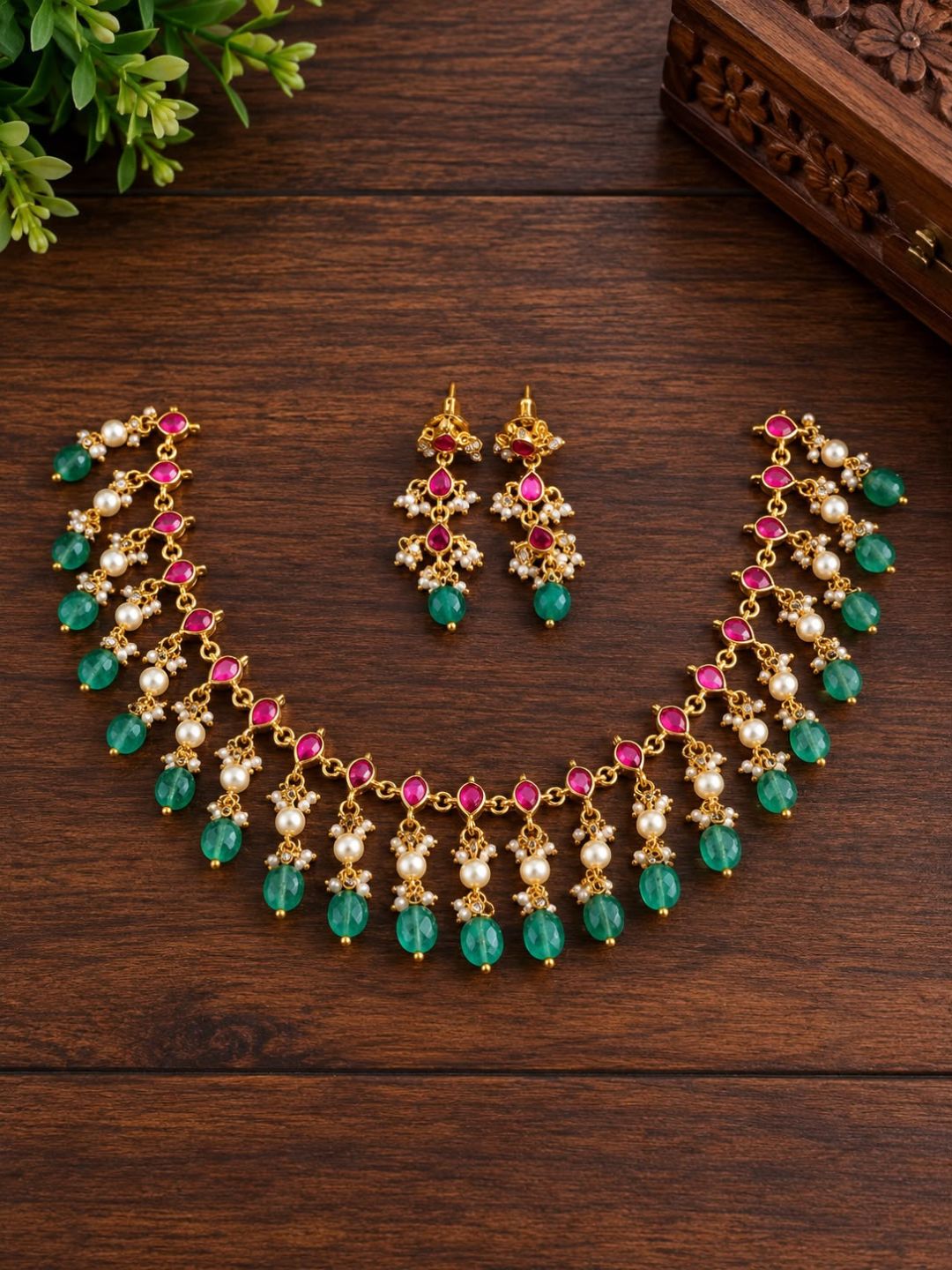 Ishhaara Jadau Kundan Pearl Drop Necklace