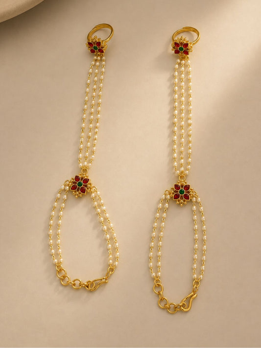 Ishhaara Jadau Kundan Pearl Hathphool