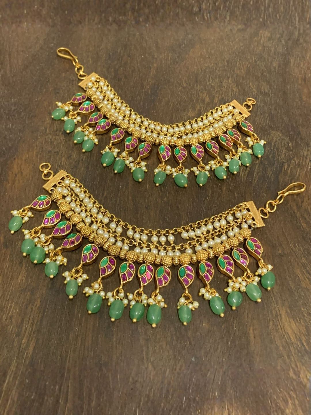 Ishhaara Jadau Kundan Pearl Studded Earchains